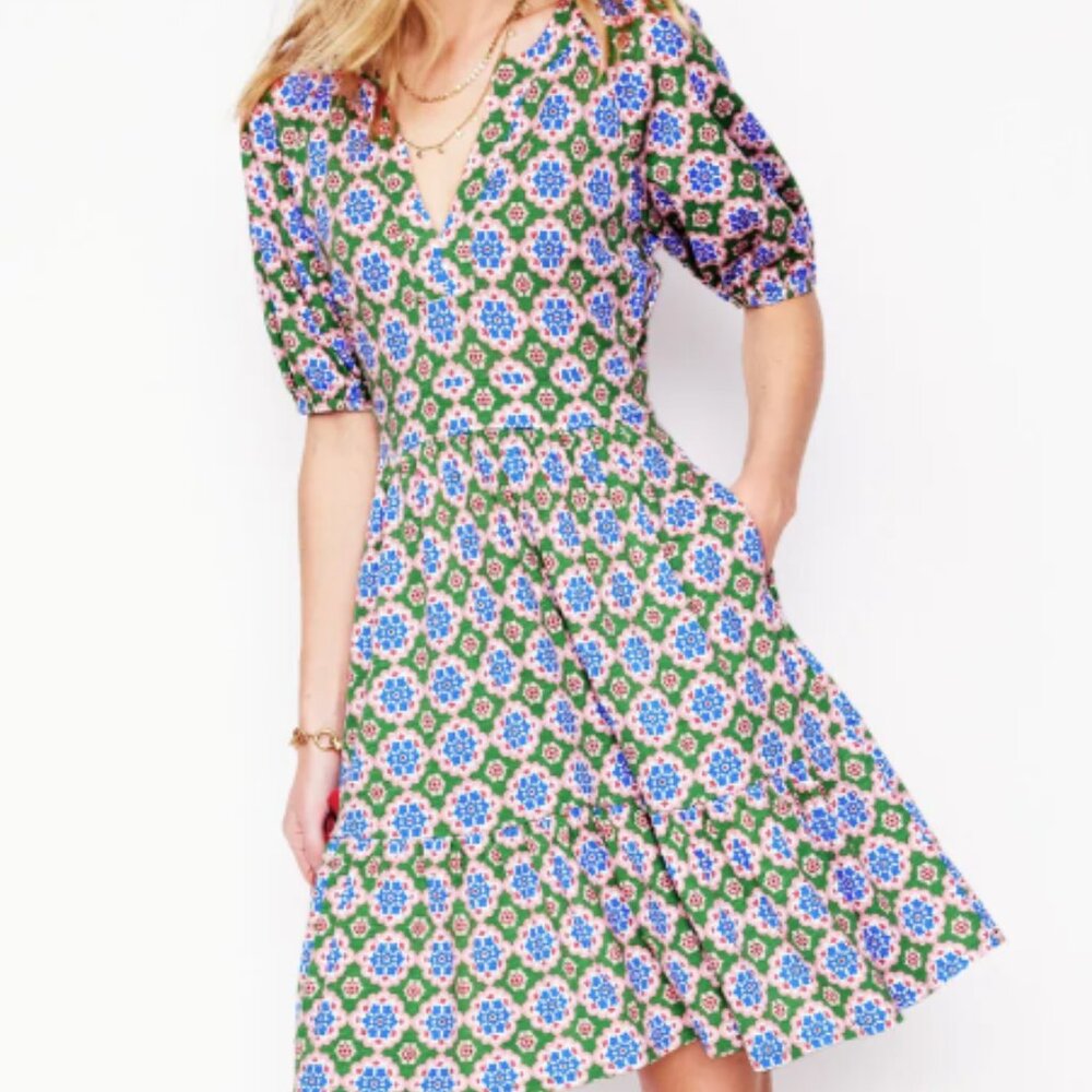 Boden Piper Short Jersey Dress Women's UK 8 US 4 short sleeve Geometric print